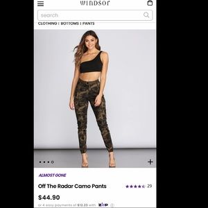 Windsor high waisted camo cargo pants